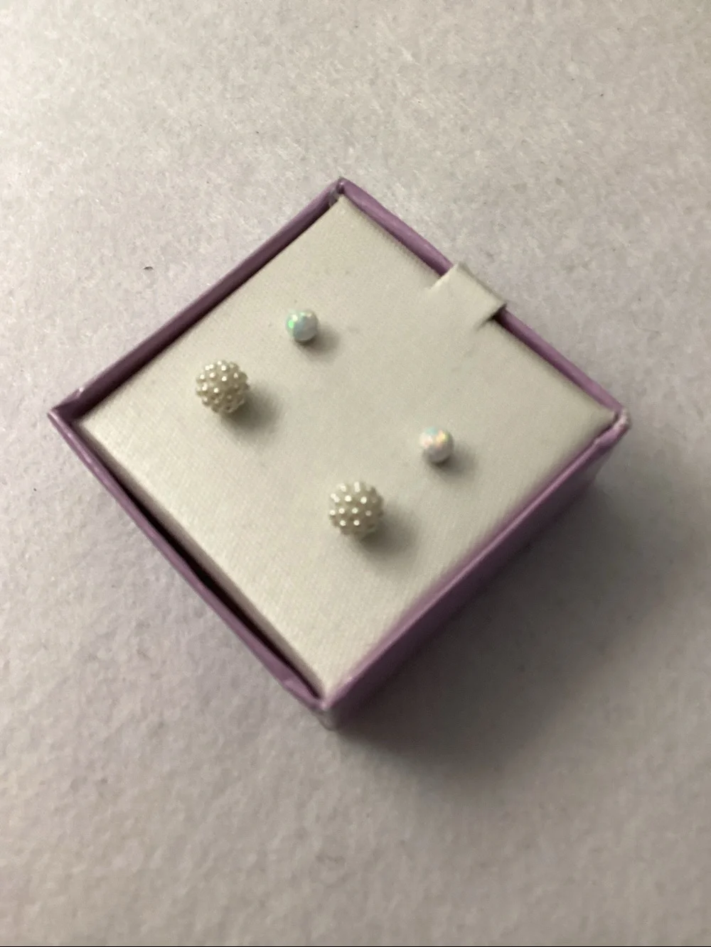 Kids PB Sterling Silver Metal Tower Pearl Cluster and Opal Stud Earring Set